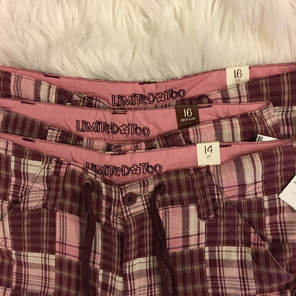 NEW | Girls | plaid pants | burgundy & pink - Picture 3 of 8